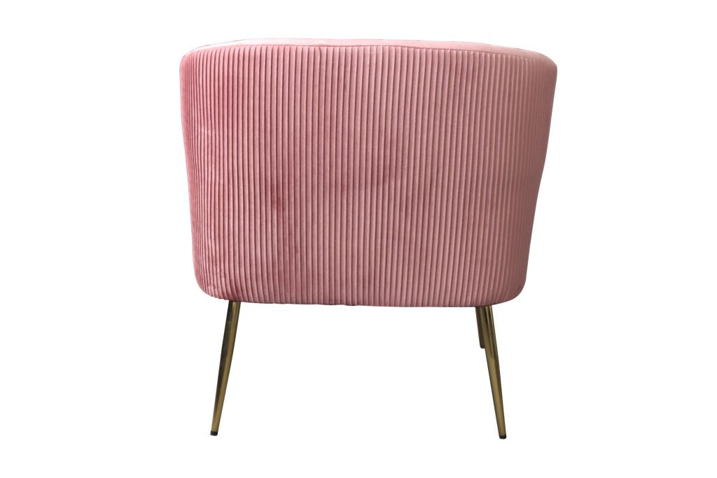 Perla Chair Velvet Fluted Back Gold Legs